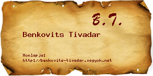 Benkovits Tivadar névjegykártya